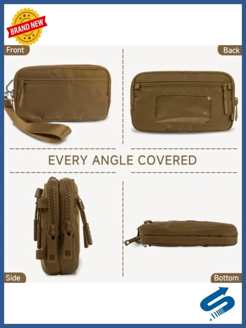 RFID Blocking Nylon Wristlet Wallet with Crossbody Strap, Card Holder